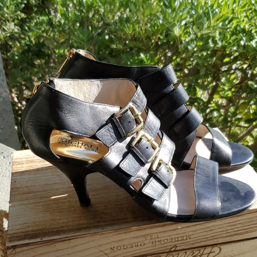 Michael Kors kitten hill sandals black